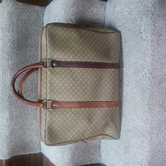 Celine Tan/Brown Leather/Coated Canvas Briefcase Document case Authentic Vintage - Picture 11 of 17